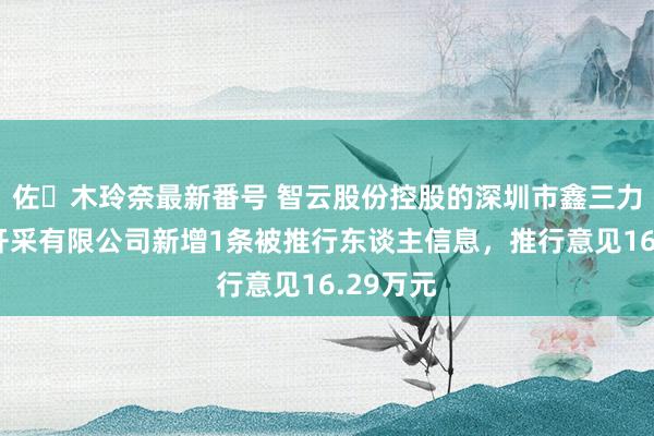 佐々木玲奈最新番号 智云股份控股的深圳市鑫三力自动化开采有限公司新增1条被推行东谈主信息，推行意见16.29万元