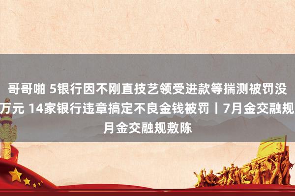 哥哥啪 5银行因不刚直技艺领受进款等揣测被罚没940万元 14家银行违章搞定不良金钱被罚丨7月金交融规敷陈