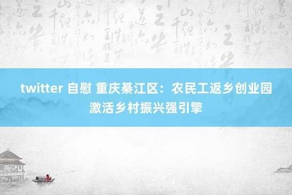 twitter 自慰 重庆綦江区：农民工返乡创业园激活乡村振兴强引擎