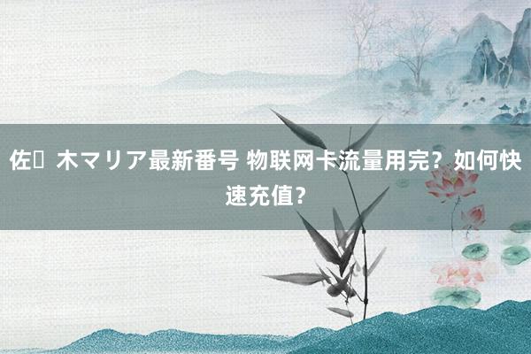 佐々木マリア最新番号 物联网卡流量用完？如何快速充值？